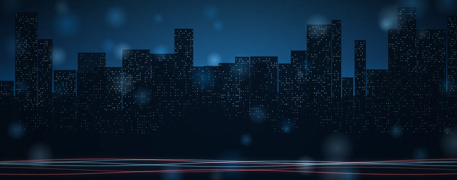 City skyline at dusk