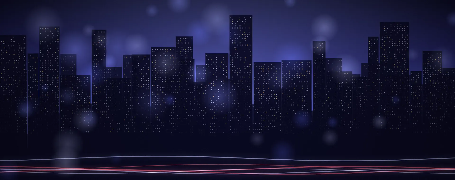City skyline representing many industries